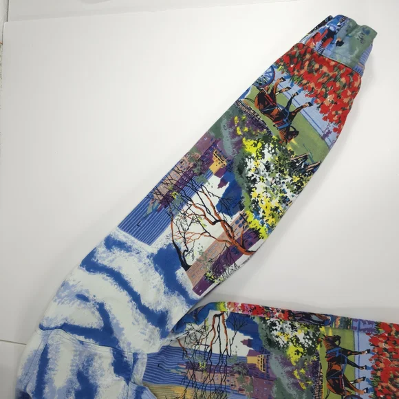 TAKE TWO Colorful Cityscape Denim Jacket WOMENS SIZE LARGE W/POCKETS 100% COTTON - Picture 14 of 16